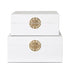 Orange & Gold Faux Leather Boxes Set of 2